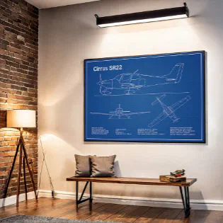 Cirrus SR22 - Airplane Blueprint Drawing Plans AD Poster