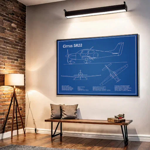 Cirrus SR22 - Airplane Blueprint Drawing Plans AD Poster