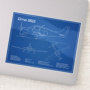 Cirrus SR22 - Airplane Blueprint Drawing Plans AD Sticker