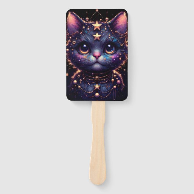 Cismic kitty and fiery drgain hand fan (Front)