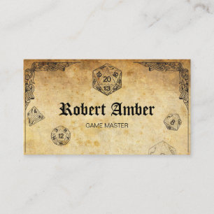 Cistomizable RPG Dice GM business card