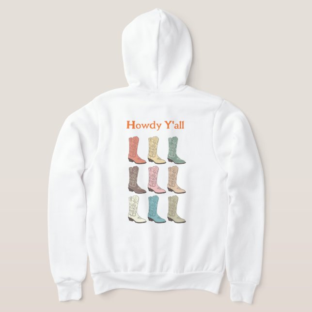 CISV Austin Cowboy Boots Zipper Men's Hoodie (Laydown Back)