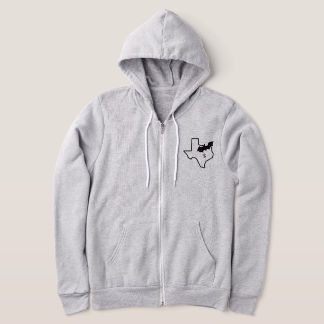 CISV Austin Men's Zipper Hoodie with ATX Bat Motif (Laydown)