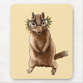 Cite Chipmunk Hippie Glasses Mouse Pad