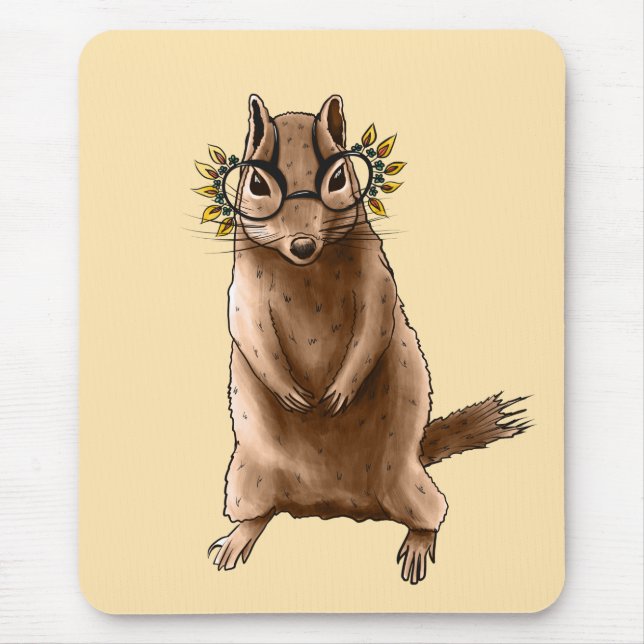 Cite Chipmunk Hippie Glasses Mouse Pad (Front)