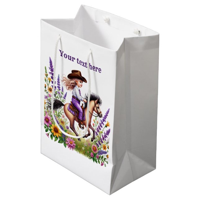 Cite cowgirl customizable Birthday party  Medium Gift Bag (Front Angled)