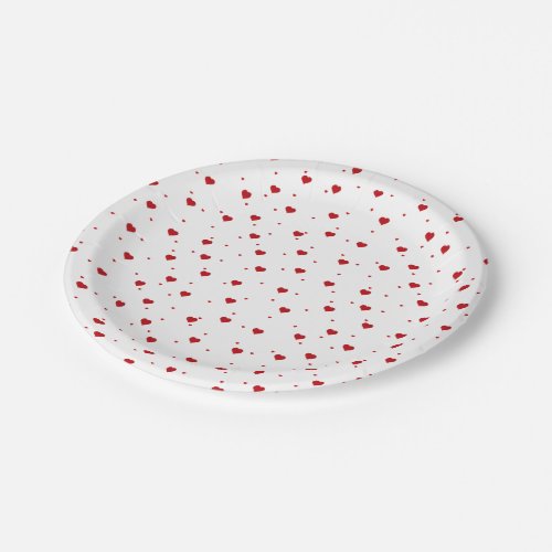 Cite Red Valentines Hearts Pattern Paper Plates