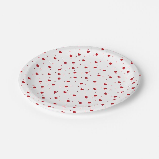 Cite Red Valentines Hearts Pattern Paper Plates (Angled)