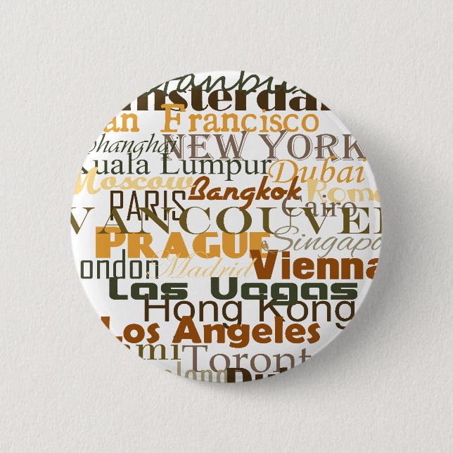 Cities Around the World Pinback Button (Front)