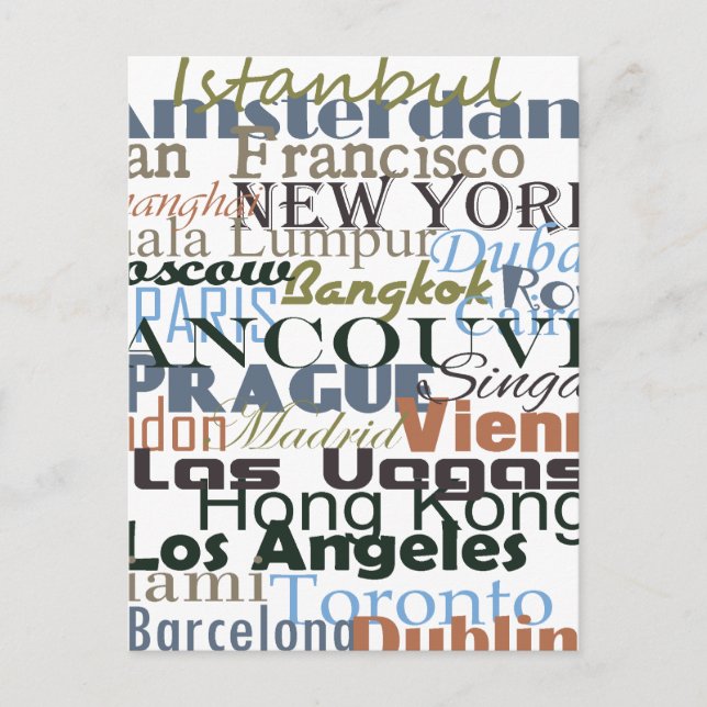 Cities Around the World Postcard (Front)