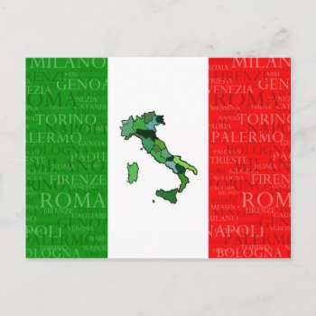 Cities  Map  And Flag Of Italy Postcard by judgeart at Zazzle