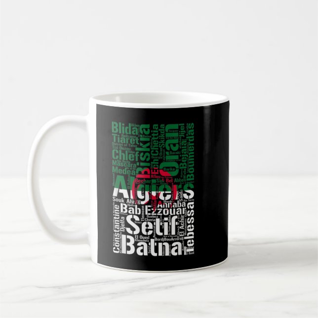 Cities of Algeria Flag Algerian Roots Algerian Fam Coffee Mug (Left)