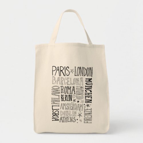 Cities of Europe Chic Modern Typography City Gifts Tote Bag