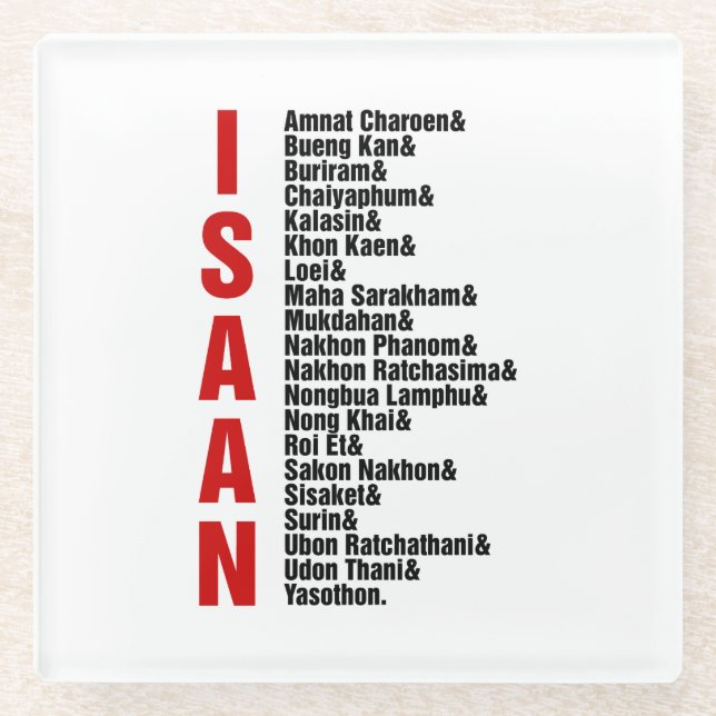 Cities of Isaan, Thailand Glass Coaster (Front)