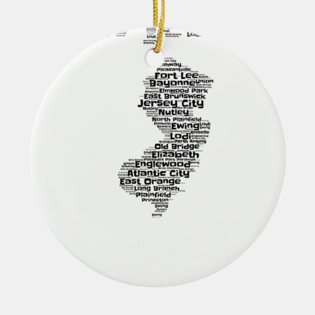 Cities of New Jersey Ceramic Ornament (Front)