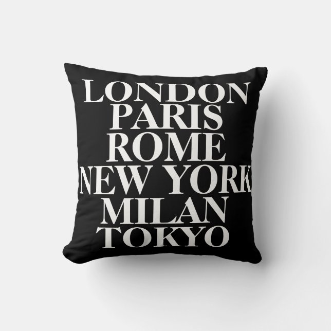 Cities of the World Throw Pillow (Front)