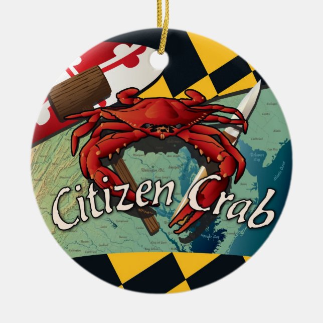 Citizen Blue Crab of Maryland Ceramic Ornament (Front)