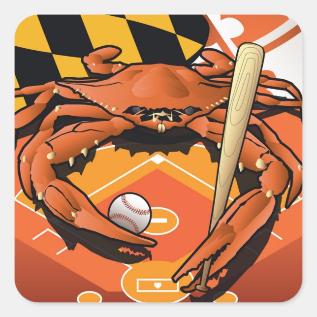 Citizen Crab Oriole, Celebrating Baseball Square Sticker (Front)