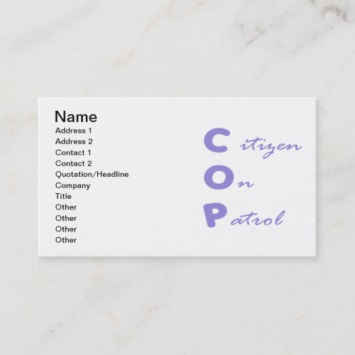 Citizen On Patrol Business Card I
