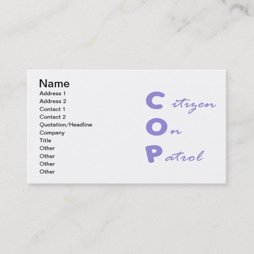 Customizable Citizen On Patrol Business Card I