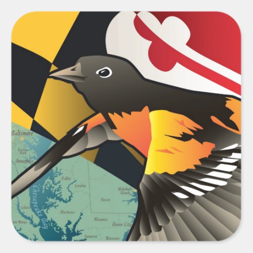 Citizen Oriole Marylands State Bird Square Sticker