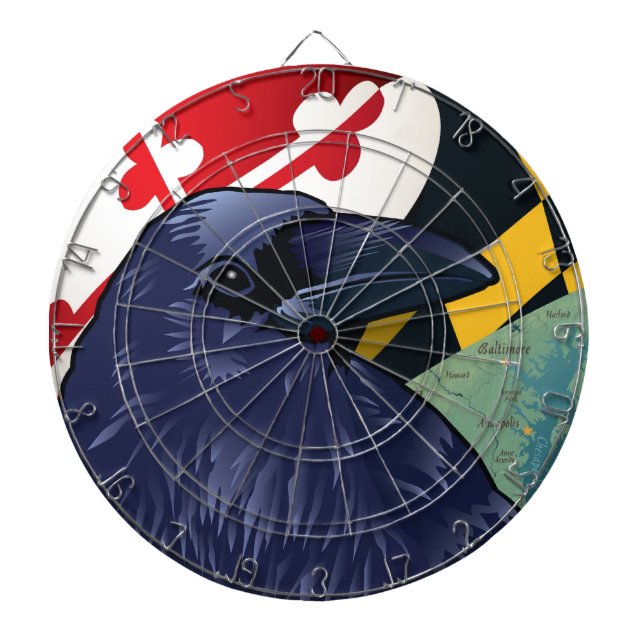 Citizen Raven, Maryland's Nevermore Dartboard With Darts (Front)