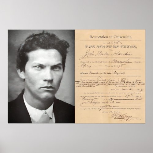 CITIZENSHIP of TEXAS RESTORED _ JOHN HARDIN Poster