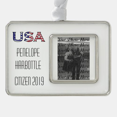 Citizenship Year USA Stars and Stripes Christmas Ornament