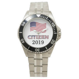 Citizenship Year USA Stars and Stripes Text Watch