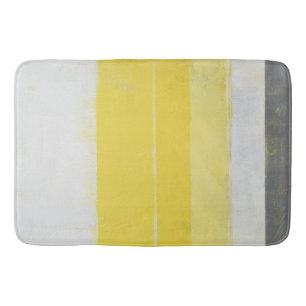 'Citric' Grey and Yellow Abstract Art Bathroom Mat