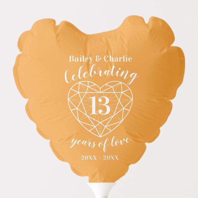 Citrine anniversary 13 years of love photo balloon (Front)