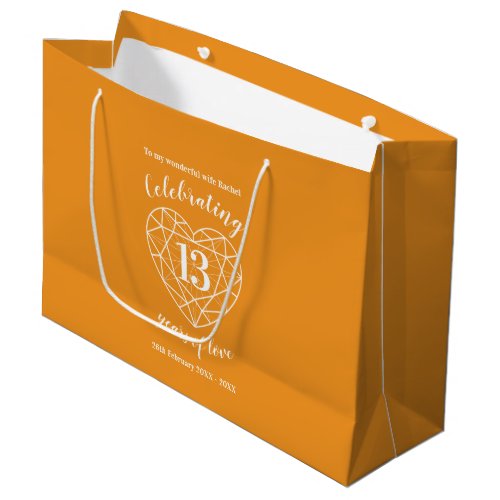 Citrine Anniversary 13 years personalized Large Gift Bag