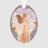 Citrine Birthstone Fairy Oval Ornament