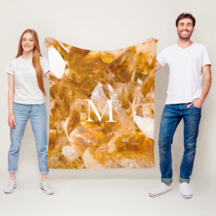 Citrine Birthstone Monogram Personalized Name Fleece Blanket