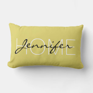 Citrine color home monogram lumbar pillow