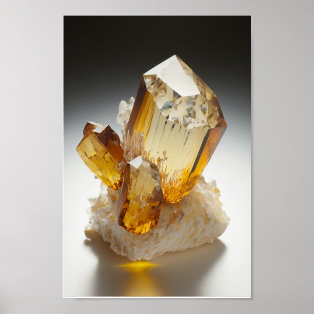 Citrine crystal gemstone macro close up photo poster (Front)
