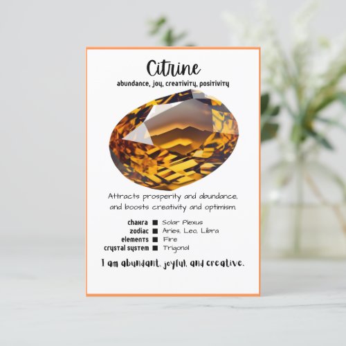 Citrine Crystal Meaning Card