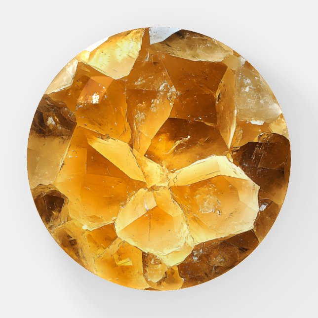 Citrine Crystals Nature Pattern Paperweight (Front)