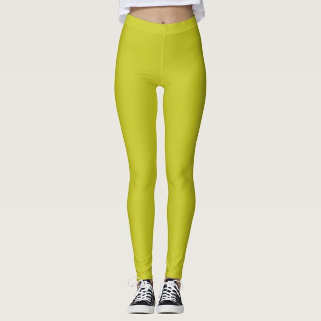 Citrine Solid Plain Color Leggings (Front)
