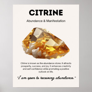 Citrine Stone Crystal Meaning Poster
