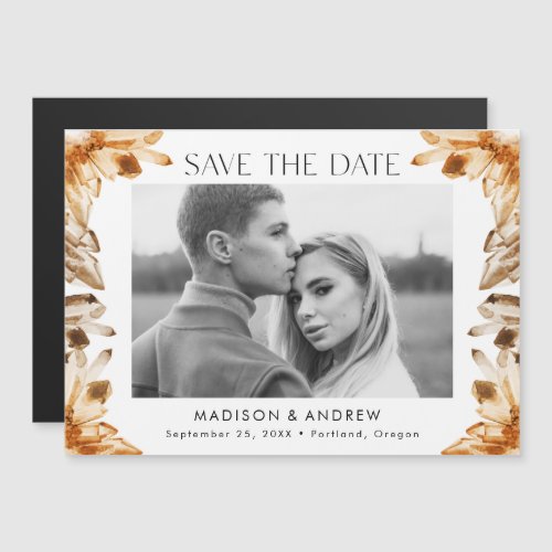 Citrine Watercolor Crystals Photo Save the Date Magnetic Invitation