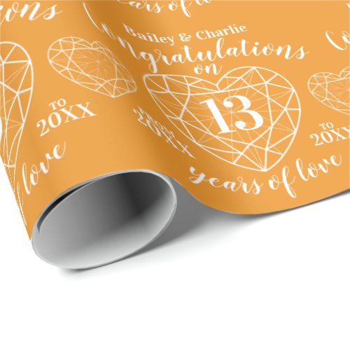 Citrine wedding anniversary 13 years of love wrapping paper