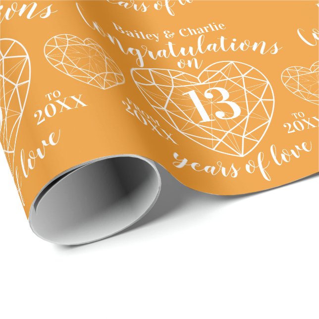 Citrine wedding anniversary 13 years of love wrapping paper (Roll Corner)