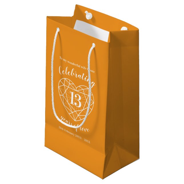 Citrine Wedding Anniversary 13th message gift bag (Front Angled)
