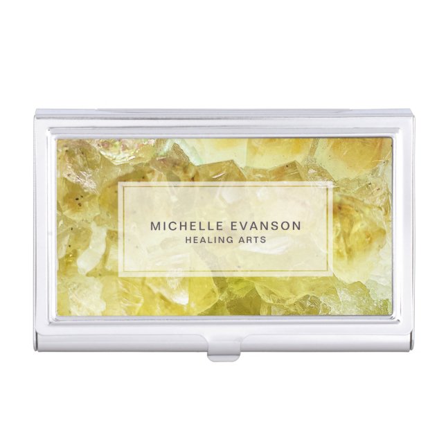Citrine Yellow Crystal Healing Arts Business Card Case (Front)