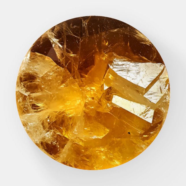 Citrine Yellow Gem Pattern Paperweight (Front)