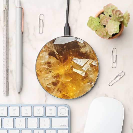 Citrine Yellow Gem Pattern Wireless Charger (Desk)