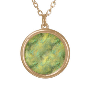 Citrine Yellow Glassy Texture Gold Plated Necklace