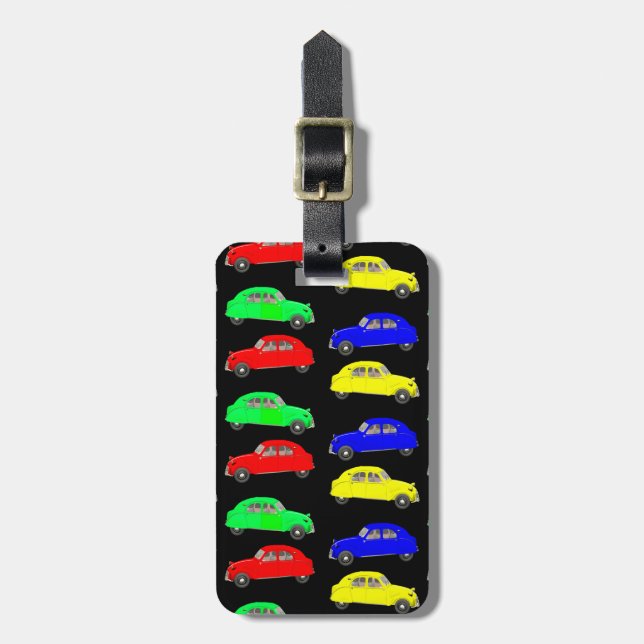 Citroen 2 CV Tiled Pattern Luggage Tag (Front Vertical)