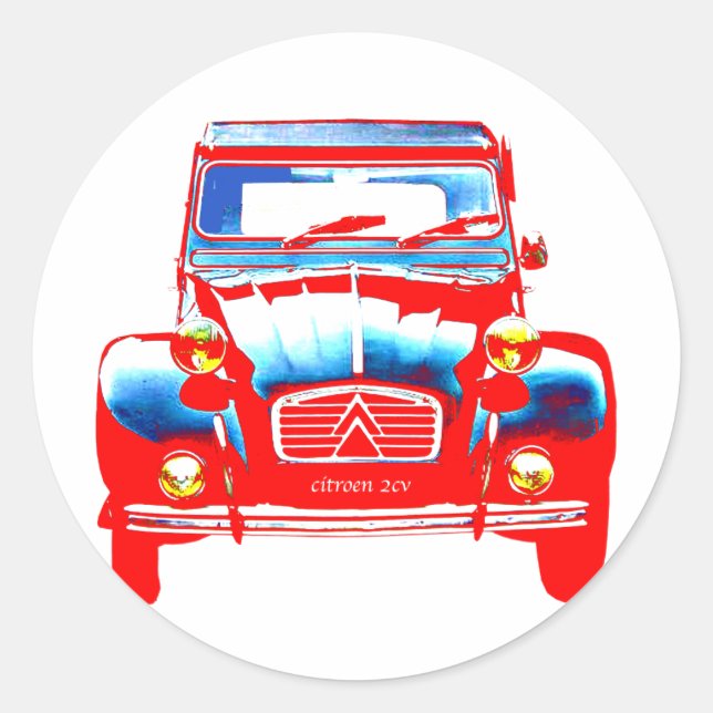 Citroen 2CV 2 Classic Round Sticker (Front)